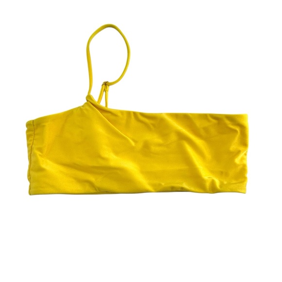 Lovers + Friends Cyan Bikini Top One Shoulder Strap size Medium Sunny Yellow - Picture 2 of 7